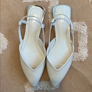 Zara white leather sling backs